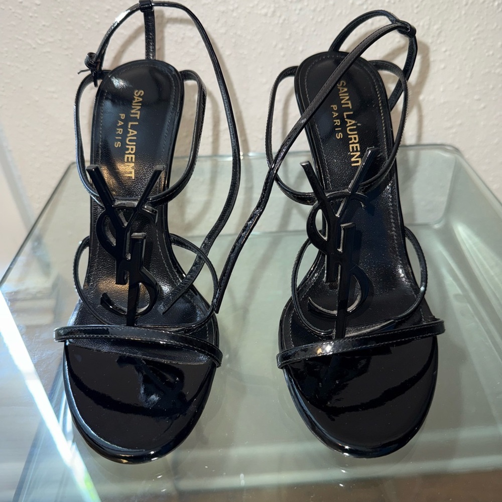 Saint Laurent Black Strappy Sandals